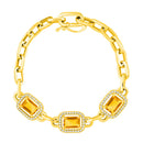 Pulseira Chains banhado Ouro Amarelo com Citrinos e Zircônio