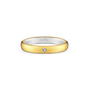 Aliança Romance em semi Prata 925 com Ouro Amarelo e Diamante, 3mm