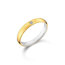 Aliança Romance em semi Prata 925 com Ouro Amarelo e Diamante, 3mm