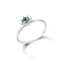 Anel Classic Cores banhado Ouro Branco com Turmalina Verde e Diamantes