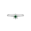 Anel Classic Cores banhado Ouro Branco com Turmalina Verde e Diamantes