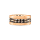 Anel V Love banhado Ouro Rosé com Diamantes Brown