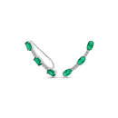 Brinco Ear Cuff Brisa em Prata 925 com Crisoprásio e Topázios Incolores