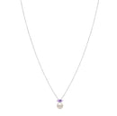 Colar Lavanda em semi Prata 925 com Pérola e Ametista Roxa, 45cm