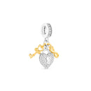 Pingente Life Amor Cadeado em Prata 925 com banhado de Ouro Amarelo e Pedras Incolores
