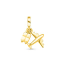 Pingente Life Viagens Avião e Mala em Prata 925 com Banho em Ouro Amarelo 18k