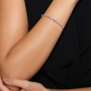Pulseira Viva Safira em banhado Ouro Branco  com Zircônio