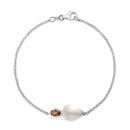Pulseira em semi Prata 925 com Pérola e Quartzos Fumê
