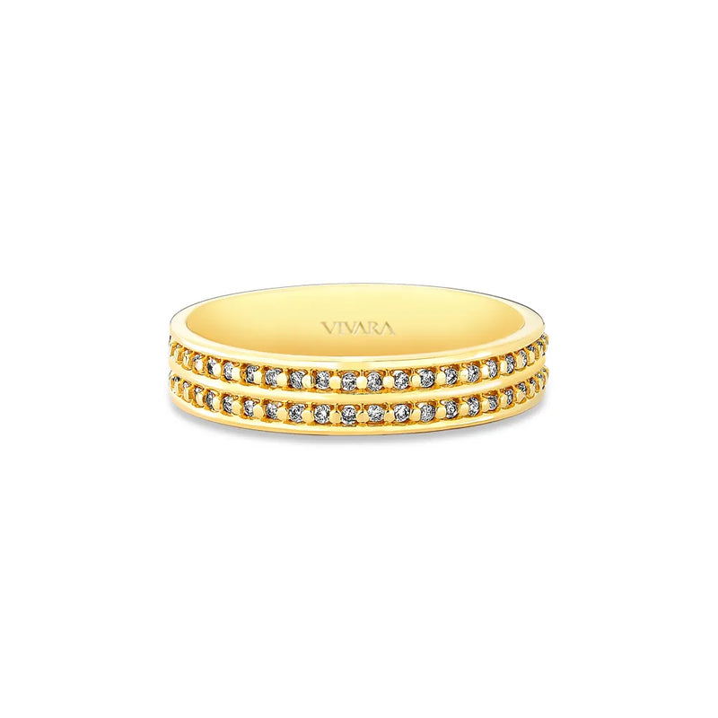 Aliança Always banhado Ouro Amarelo com Diamantes, 5mm