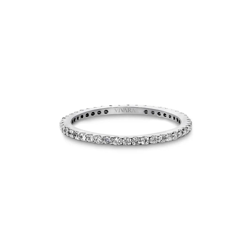 Aliança Inteira Eternity banhado Ouro Branco banhado com Diamantes, 1.5mm