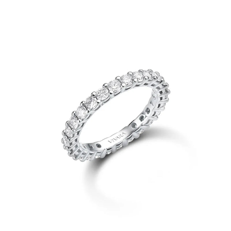 Aliança Inteira Eternity banhado Ouro Branco com Diamantes, 3.1 mm