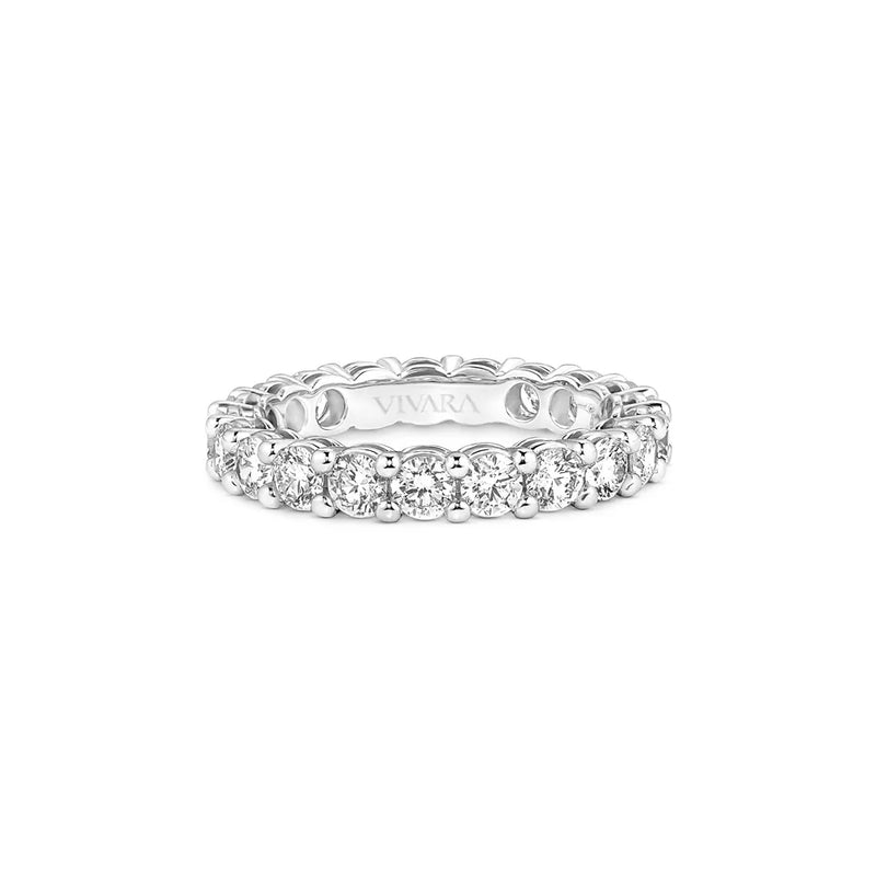 Aliança Inteira Eternity banhado Ouro Branco com Diamantes, 3.5mm