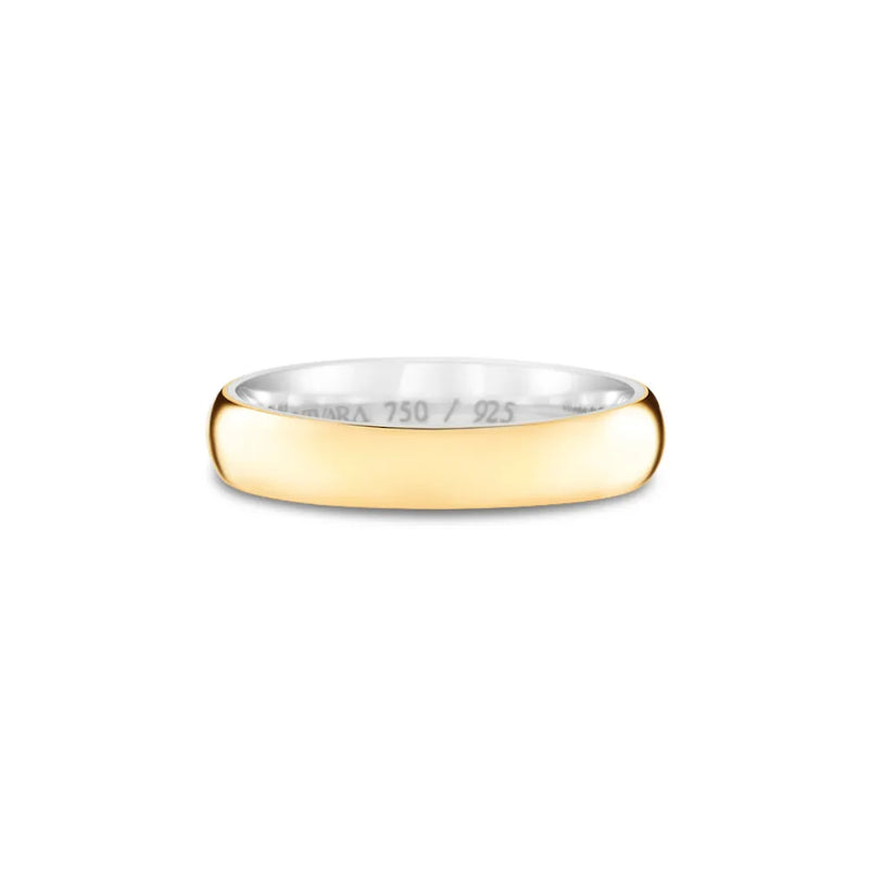 Aliança Romance em semi Prata 925 com Ouro Amarelo, 3mm