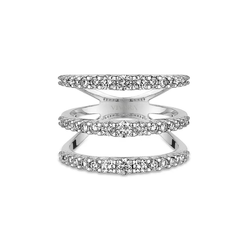 Anel Arpege banhado Ouro Branco com Diamantes