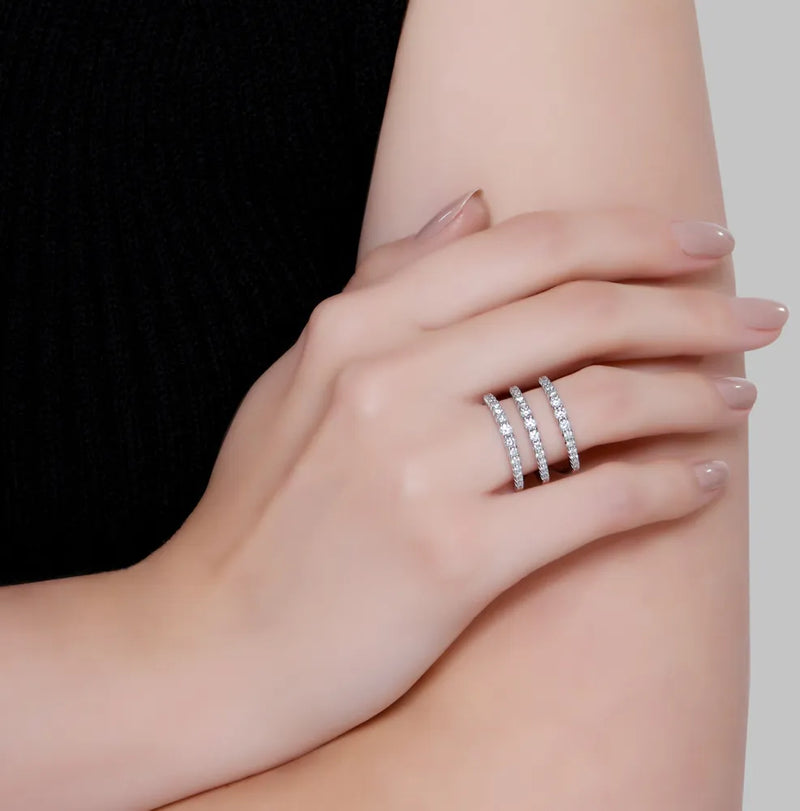 Anel Arpege banhado Ouro Branco com Diamantes