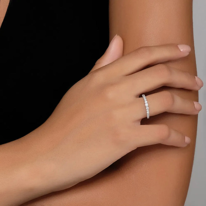Anel Arpege banhado Ouro Branco com Diamantes