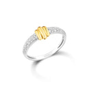 Anel Ópera banhado Ouro Branco com Ouro Amarelo e Diamantes