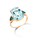 Anel Sirena banhado Ouro Rosé com Topázios Sky e London