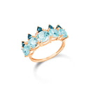Anel Sirena banhado Ouro Rosé com Topázios Sky e Topázio London
