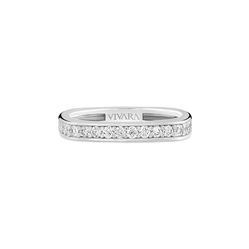 Anel Square banhado Ouro Branco com Diamantes