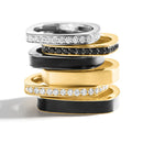 Anel Square banhado Ouro Branco com Diamantes