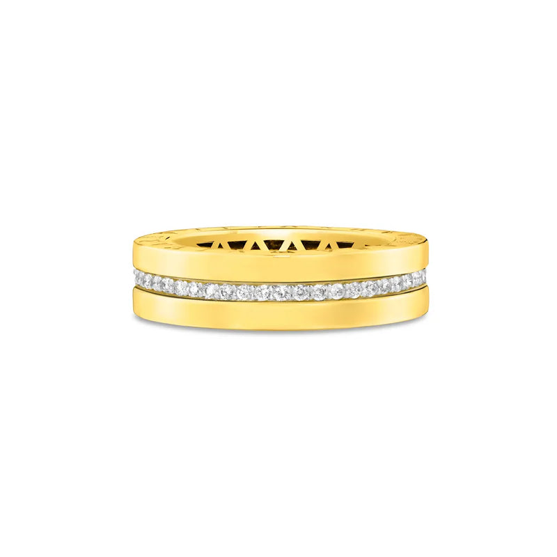 Anel V Love banhado Ouro Amarelo com Diamantes
