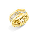 Anel V Love banhado Ouro Amarelo com Diamantes
