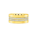 Anel V Love banhado Ouro Amarelo com Diamantes