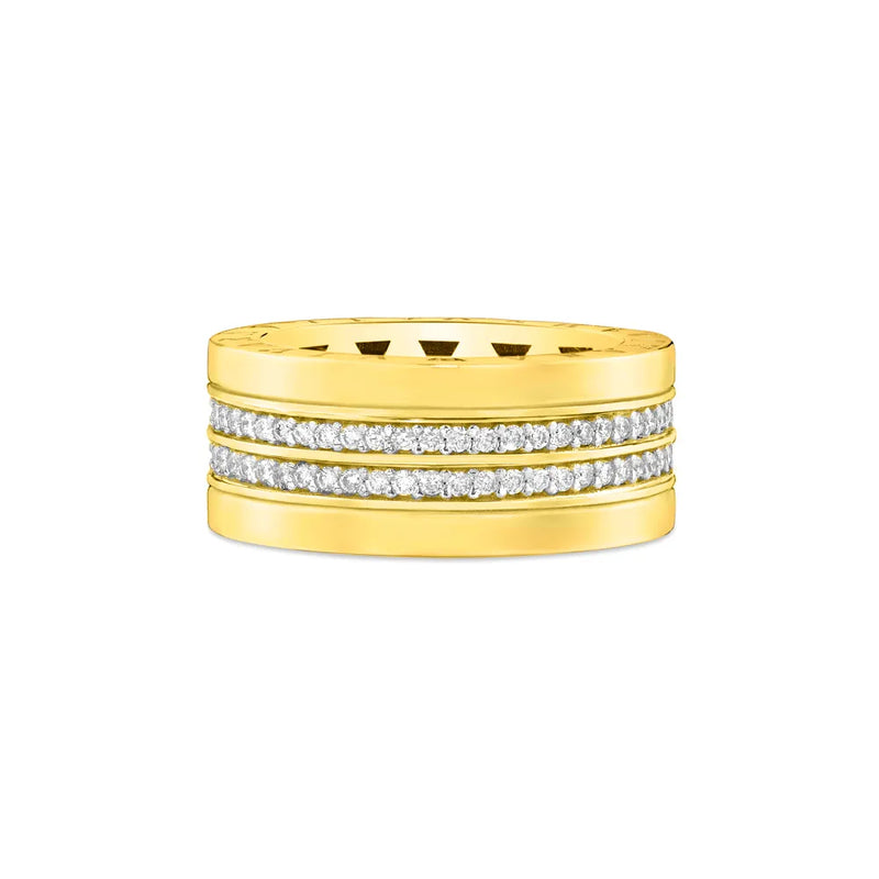Anel V Love banhado Ouro Amarelo com Diamantes