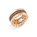 Anel V Love banhado Ouro Rosé com Diamantes Brown
