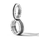 Anel V Love em semi Prata 925 com Safiras Negras