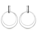 Brinco Argola Elos em semi Prata 925 com Safiras Negras