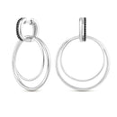 Brinco Argola Elos em semi Prata 925 com Safiras Negras