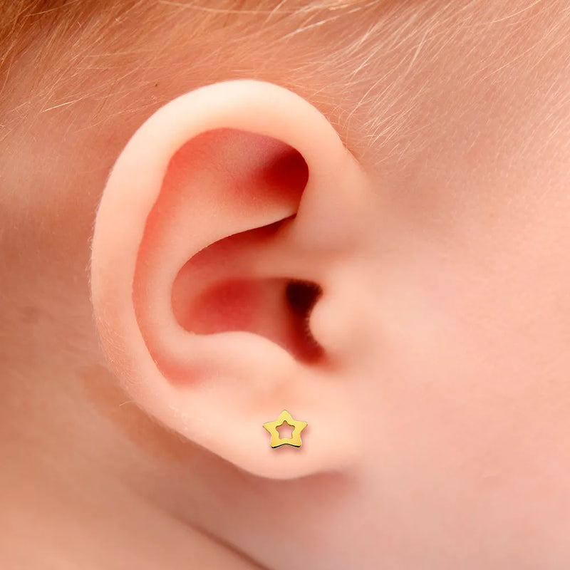 Brinco Baby Estrela banhado Ouro Amarelo