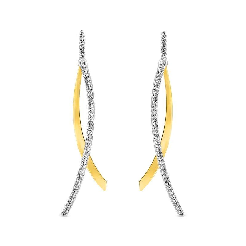 Brinco Bali em semi Prata 925 banhado Ouro Amarelo e Topázios Incolores