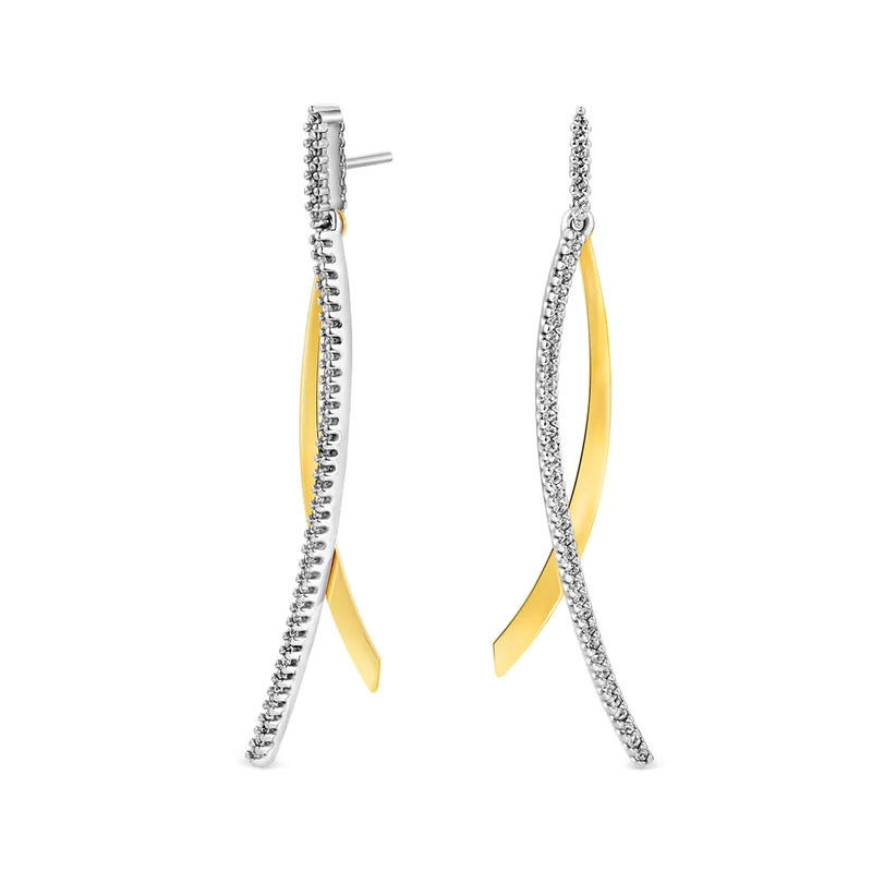 Brinco Bali em semi Prata 925 banhado Ouro Amarelo e Topázios Incolores