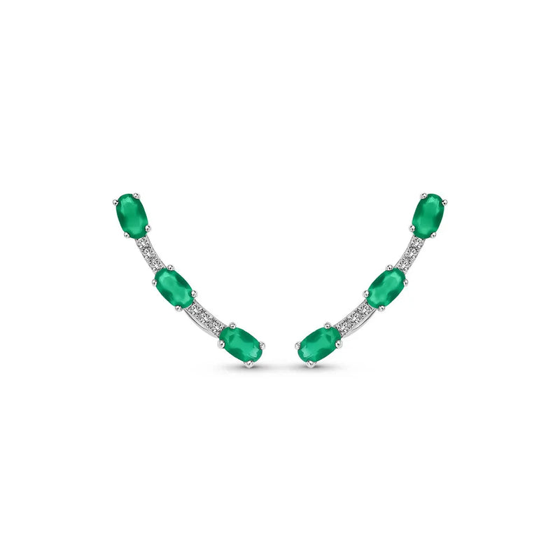 Brinco Ear Cuff Brisa em Prata 925 com Crisoprásio e Topázios Incolores