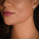 Brinco Inside em semi Prata 925 com Topázio Azul e Topázios Incolores