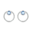 Brinco Inside em semi Prata 925 com Topázio Azul e Topázios Incolores