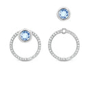 Brinco Inside em semi Prata 925 com Topázio Azul e Topázios Incolores