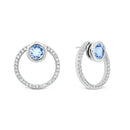 Brinco Inside em semi Prata 925 com Topázio Azul e Topázios Incolores