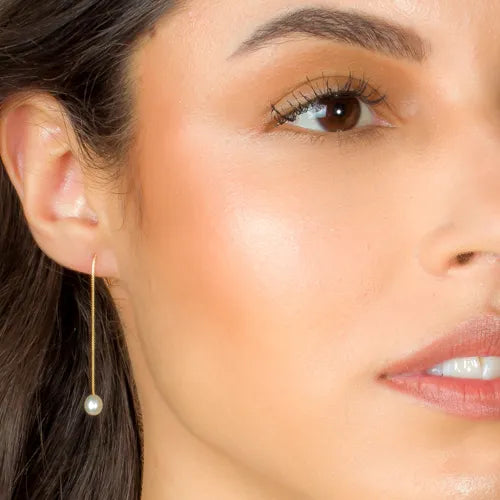 Brinco Pop banhado Ouro Amarelo com Pérola