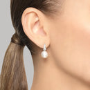 Brinco em semi Prata 925 com Pérola e Topázios Incolores