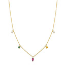 Colar Cores banhado Ouro Amarelo e Ouro Rosé com Citrino, Rodolita, Turmalina Verde e Topázios Incolores, 50cm