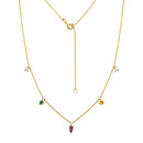 Colar Cores banhado Ouro Amarelo e Ouro Rosé com Citrino, Rodolita, Turmalina Verde e Topázios Incolores, 50cm