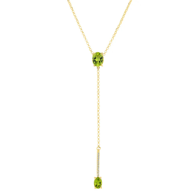 Colar Essenza banhado Ouro Amarelo com Peridotos e Zircônio, 50cm