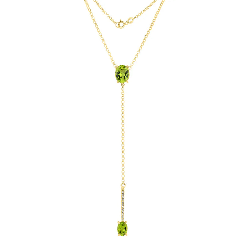 Colar Essenza banhado Ouro Amarelo com Peridotos e Zircônio, 50cm