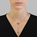 Colar Essenza banhado Ouro Amarelo com Peridotos e Zircônio, 50cm