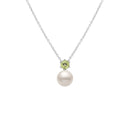 Colar Happy em semi Prata 925 com Pérola e Peridoto, 45cm