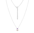 Colar Lavanda em semi Prata 925 com Pérola e Ametista Roxa, 45cm